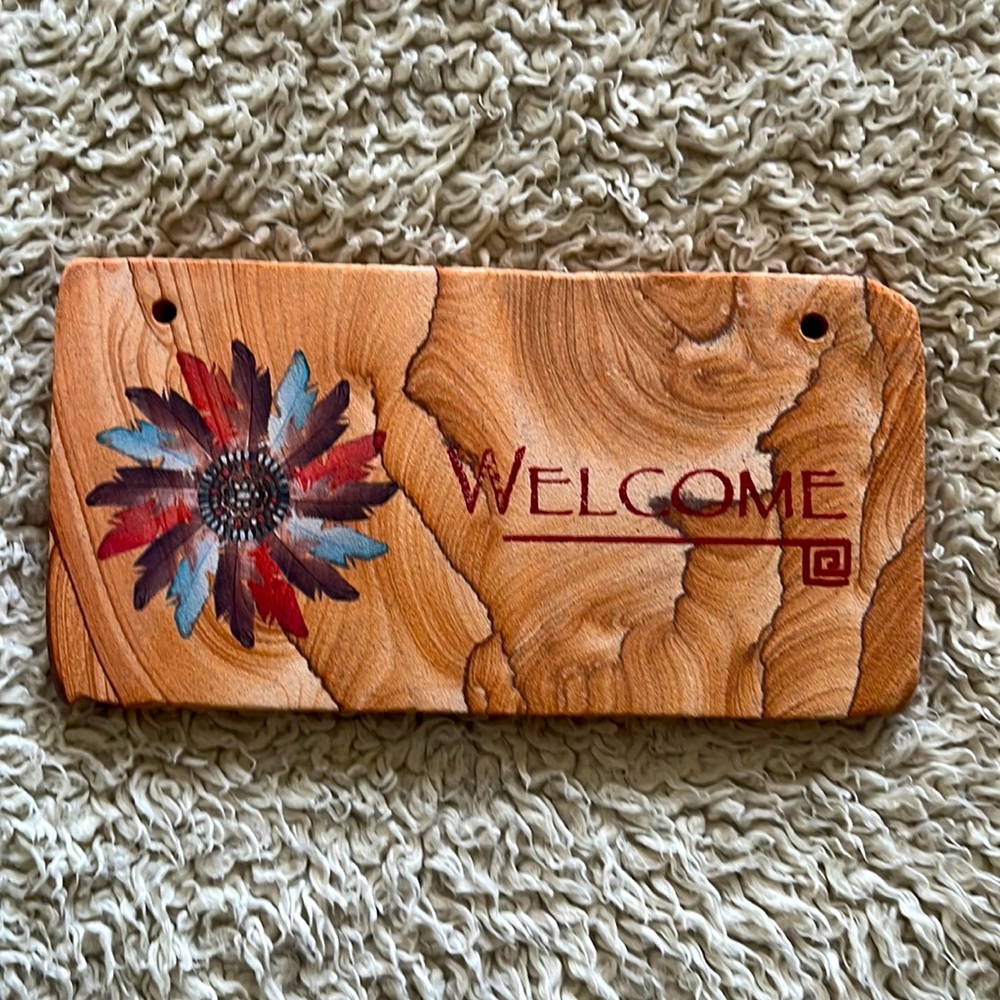 sandstone native American Welcome door hanging